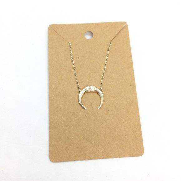 SHASHI 925 VERMEIL HORN NECKLACE RHINESTONE 18k GOLD PLATED STERLING DAINTY - Picture 10 of 11